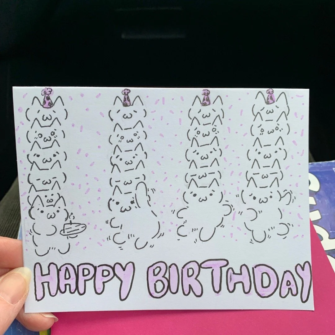 hand drew my grandmas bday card (｡･&omega;･｡)