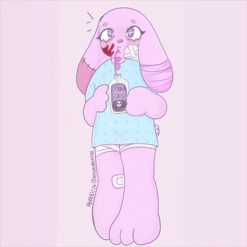 i spent like 1.5 hours on this last night and i kinda hate it 🫣 but this idea has been kicking around in my head a while anyway so i had to do something. might redo later #menhera #yamikawaii #digitalartists #furryart