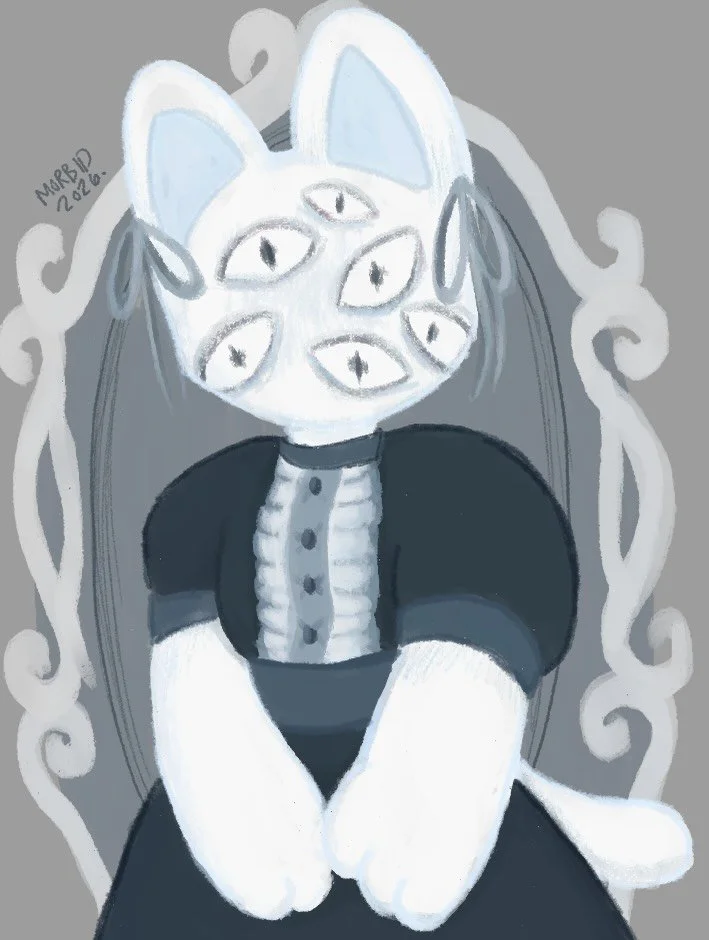 blue cat character i doodled yesterday 💙 reminds me a bit of yume nikki❔笑 #weirdart #yamikawaii