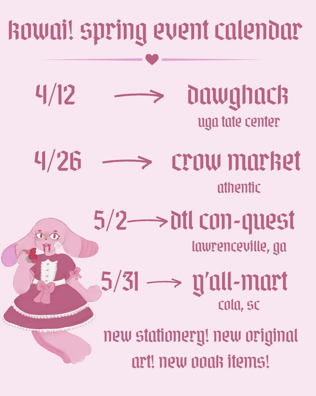 MAKE UR SPRINGTIME SCARY-CUTE WITH KOWAI! 
we're back for 4(!!!) pop-ups across april and may! catch us with new wares and new scares! 
btw, our online store will be closed during may (moving house) so during that month, the only way to shop KOWAI wi