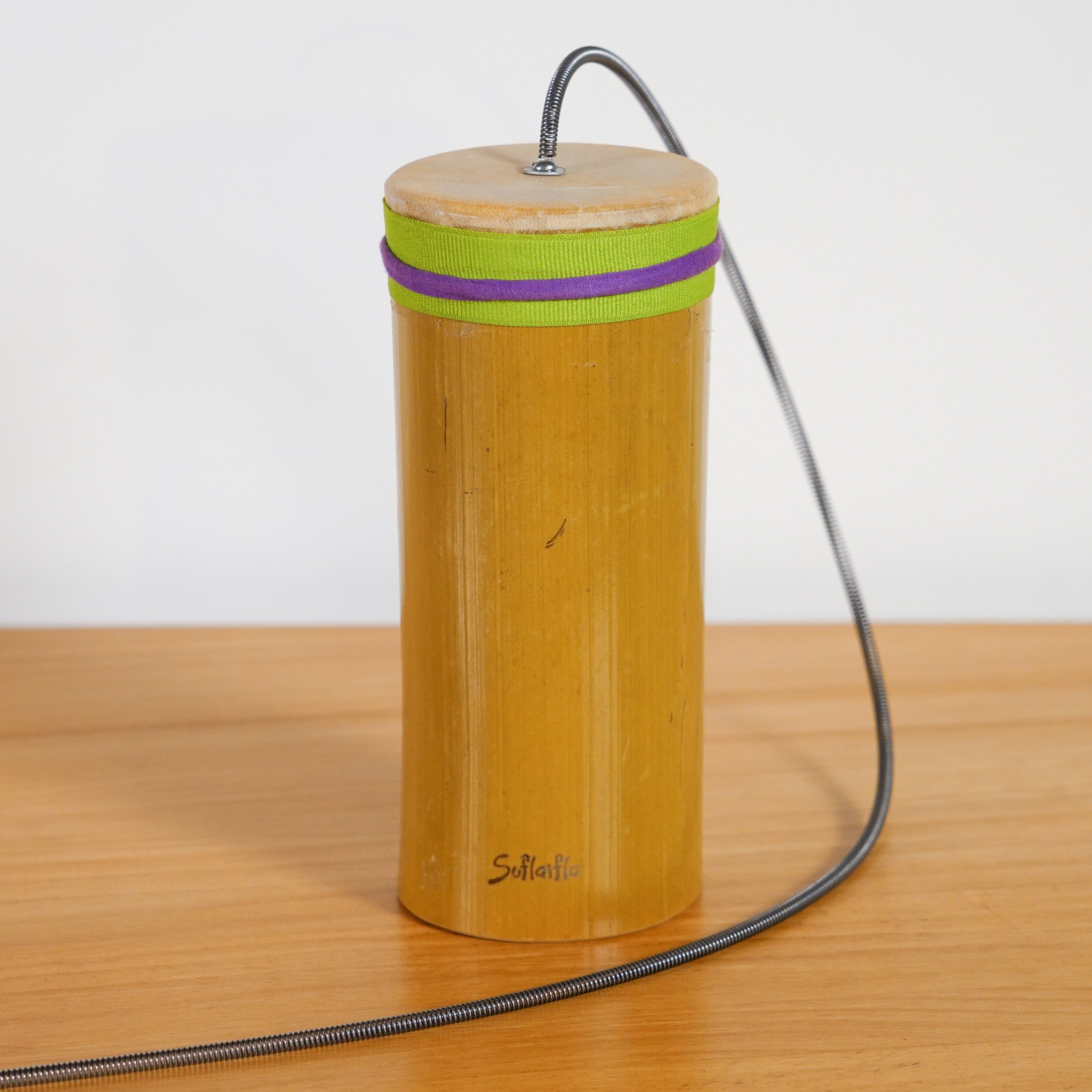 tambor trueno grande de bambu suflaifla instrumento sonoro artesanal