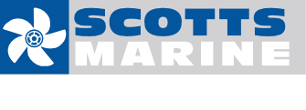 Logo of Scotts Marine with text 'Your full service marine center'