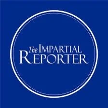 Logo of The Impartial Reporter newspaper with a blue background and white circular border.