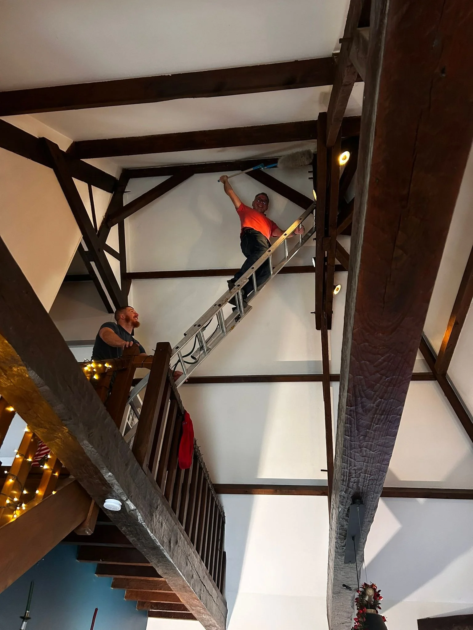 Difficult maintenance 7m up, preparing our AirBnb holiday rental