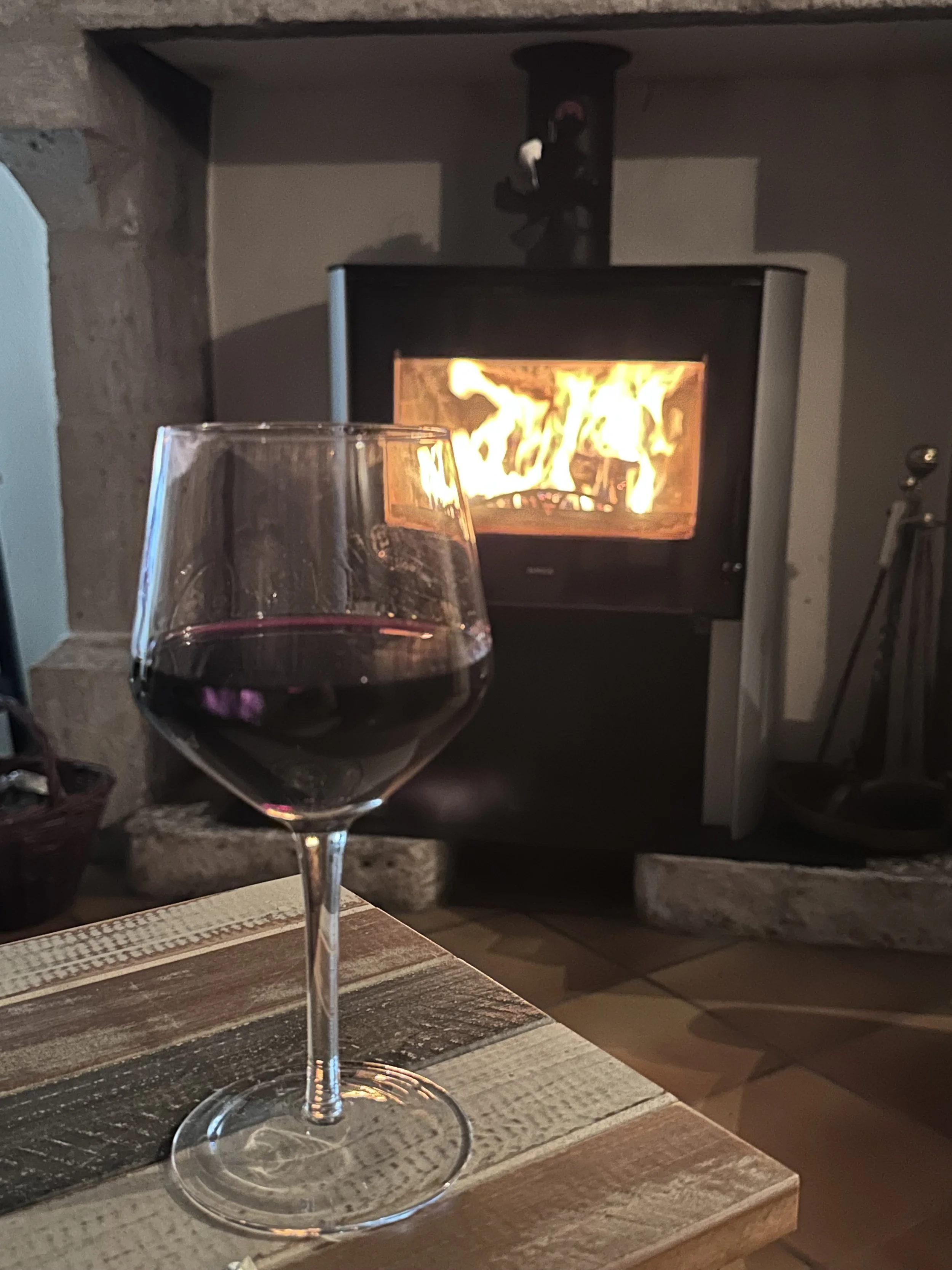 Log burner and wine