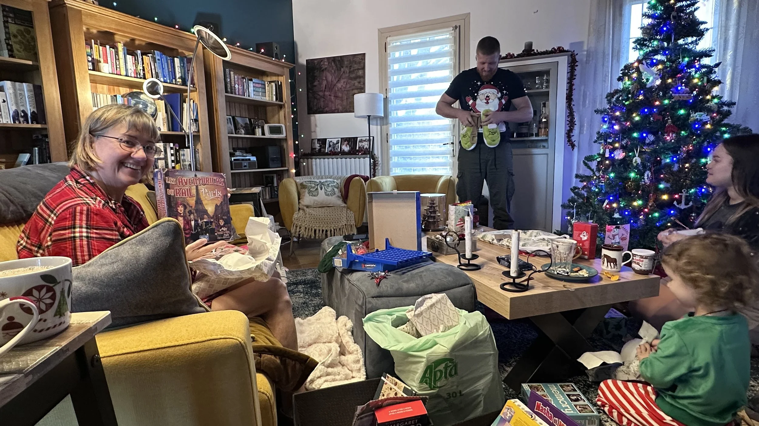 It was a tru family Christmas opening presents in front of the tree and log burner file at La Tour Blanche.