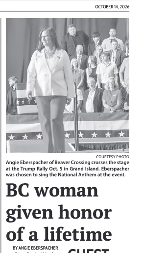 Beaver Crossing woman given honor of a lifetime