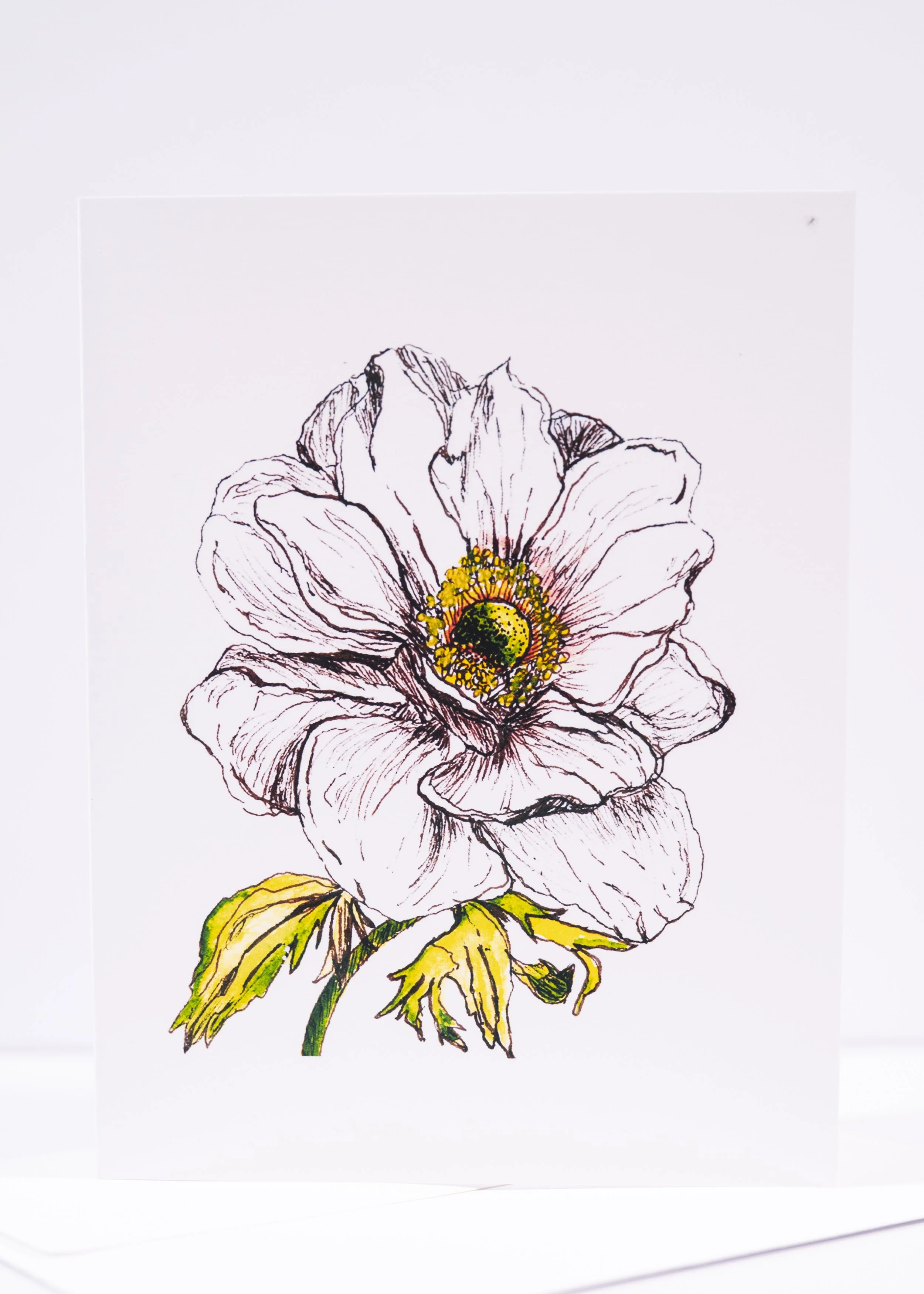 GREETING CARD / Pen & Ink Flower