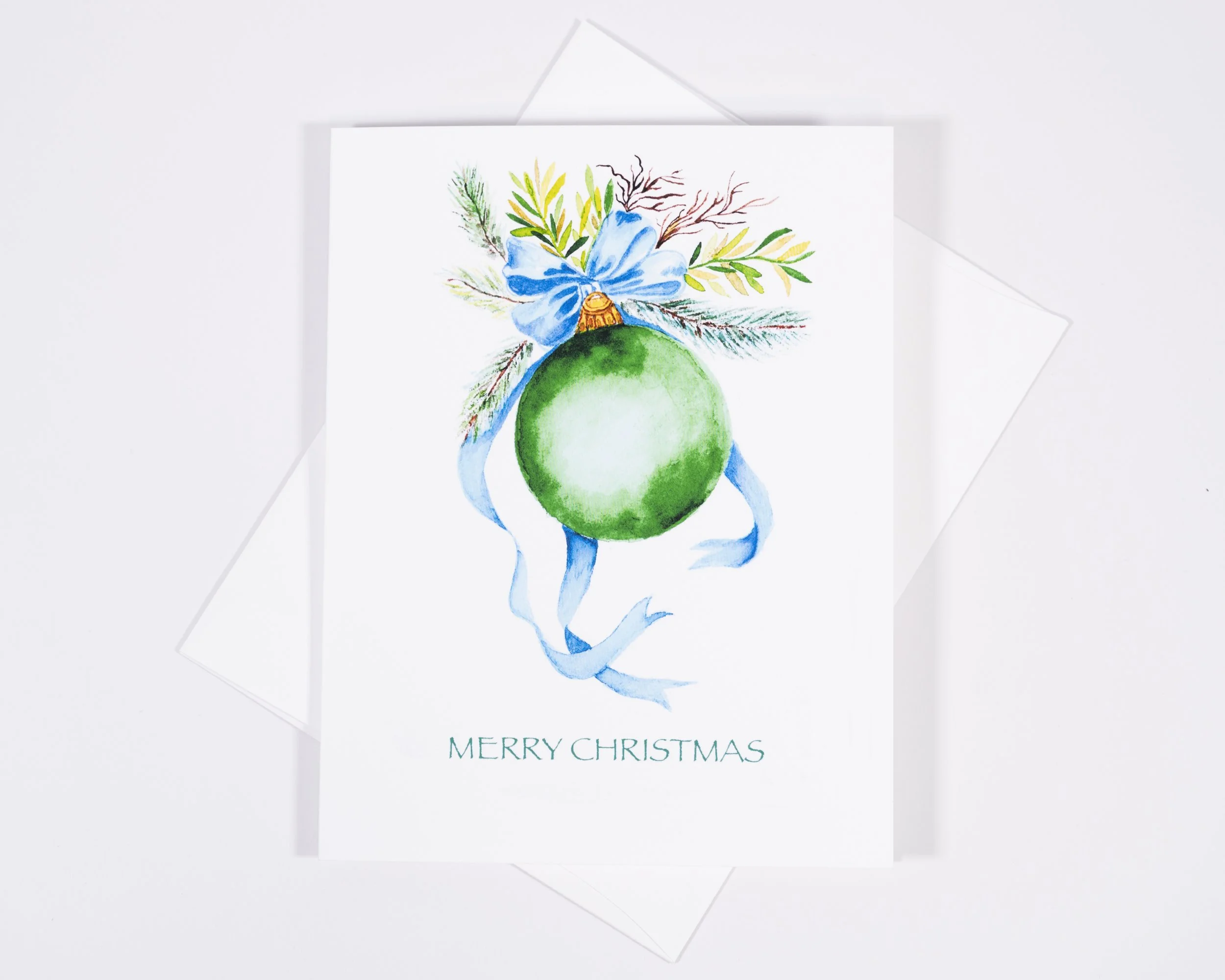 CHRISTMAS CARD / Blue Ribbon Christmas Ball