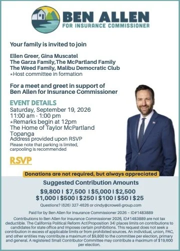 Ben Allen for CA State Insurance Commissioner!