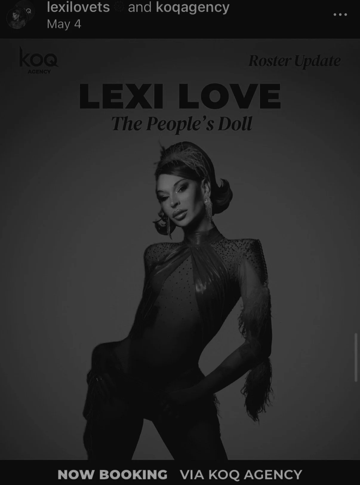 OFFICIAL CEASE AND DESIST &ndash; PUBLIC NOTICE @koqagency 

I am the owner of the federally registered trademark LEXI LOVE&reg; (U.S. Registration No. 7,727,806, Classes 35 and 41 &mdash; talent agency services and entertainment services). 

I have 