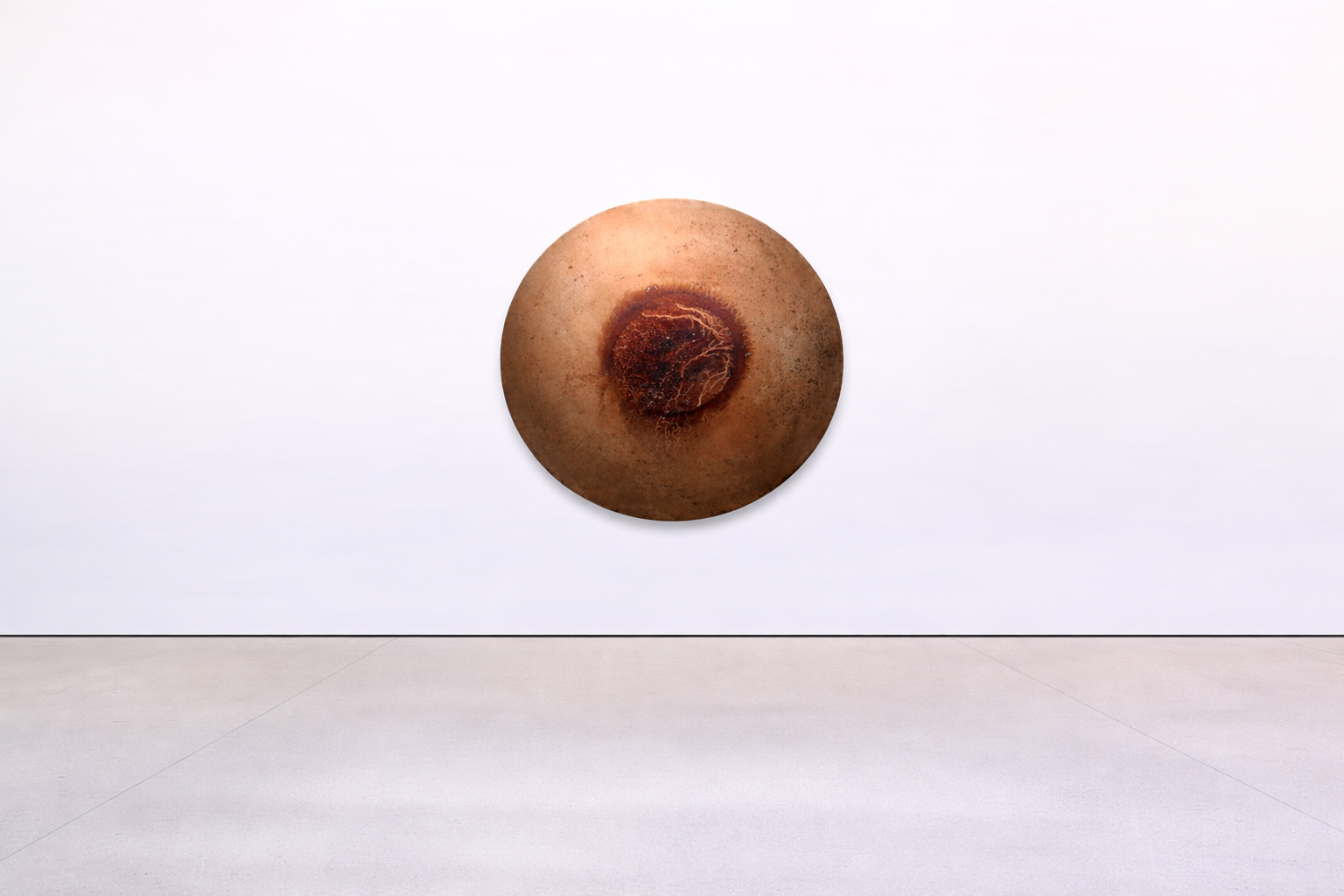 Hic et Nunc II | 90cm ∅ | Wine on canvas | 2024