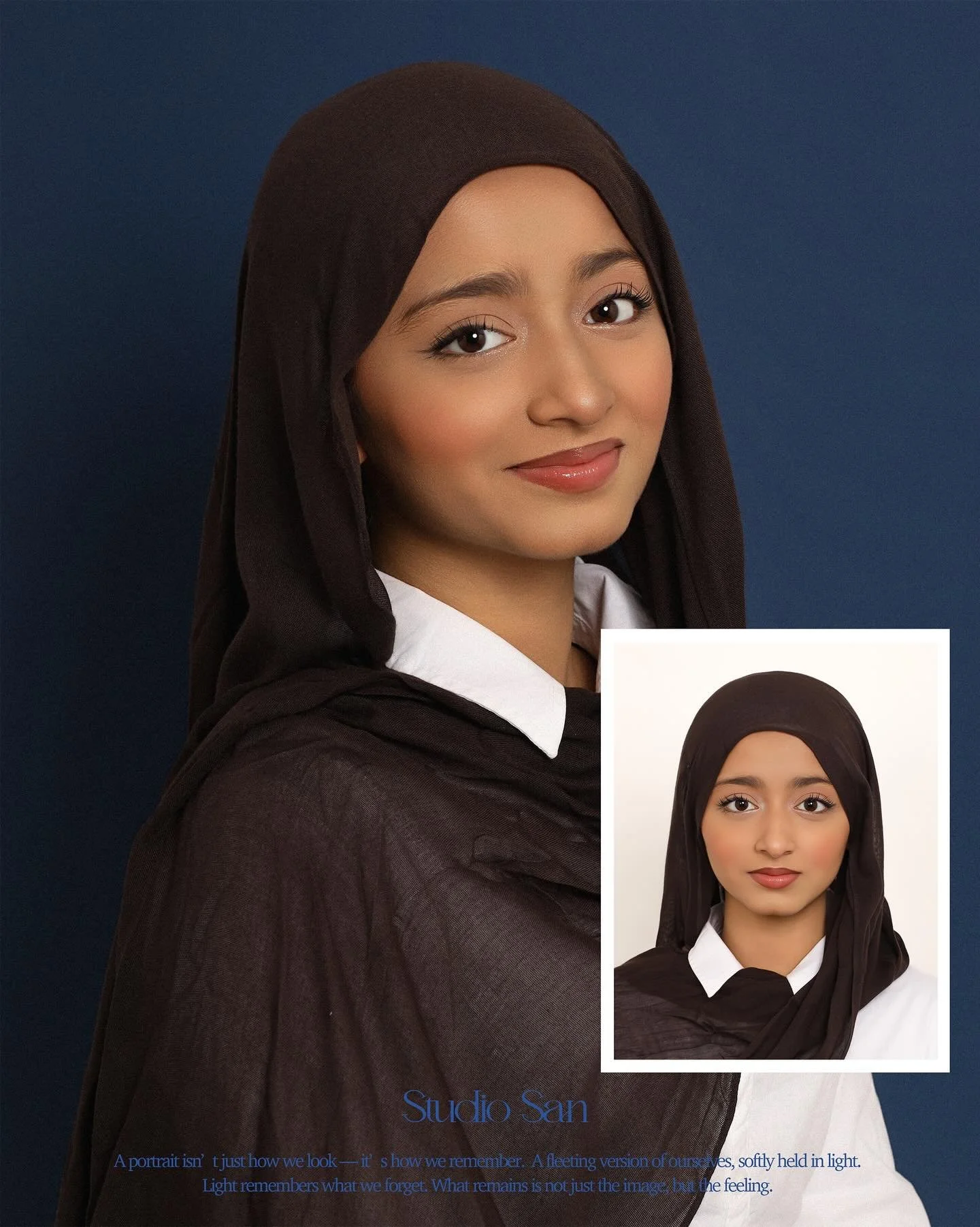 Headshots for internship and passport photo. The navy background suited her really well. Wishing her all the best for the future💙