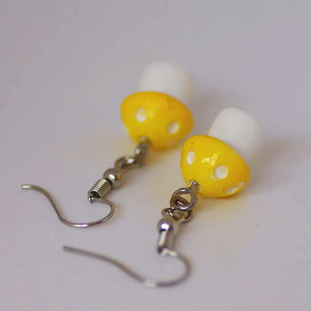 Yellow Mushroom Earrings
