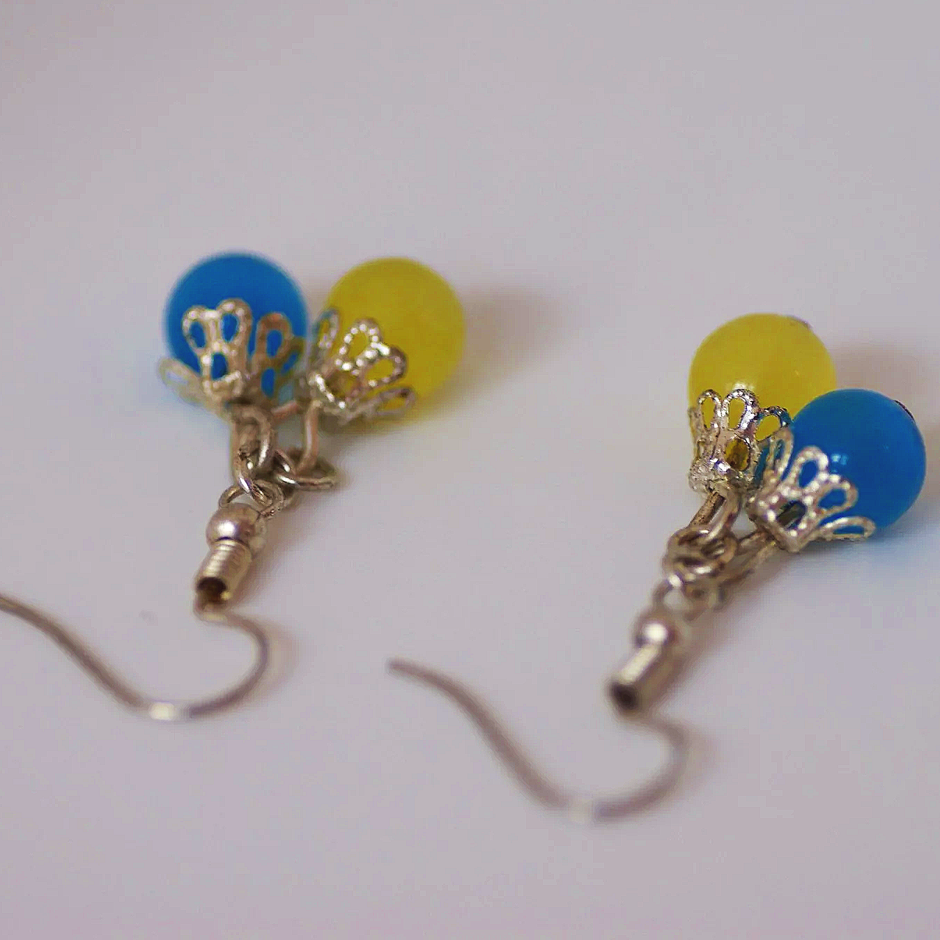 Blue & Yellow Bead Earrings