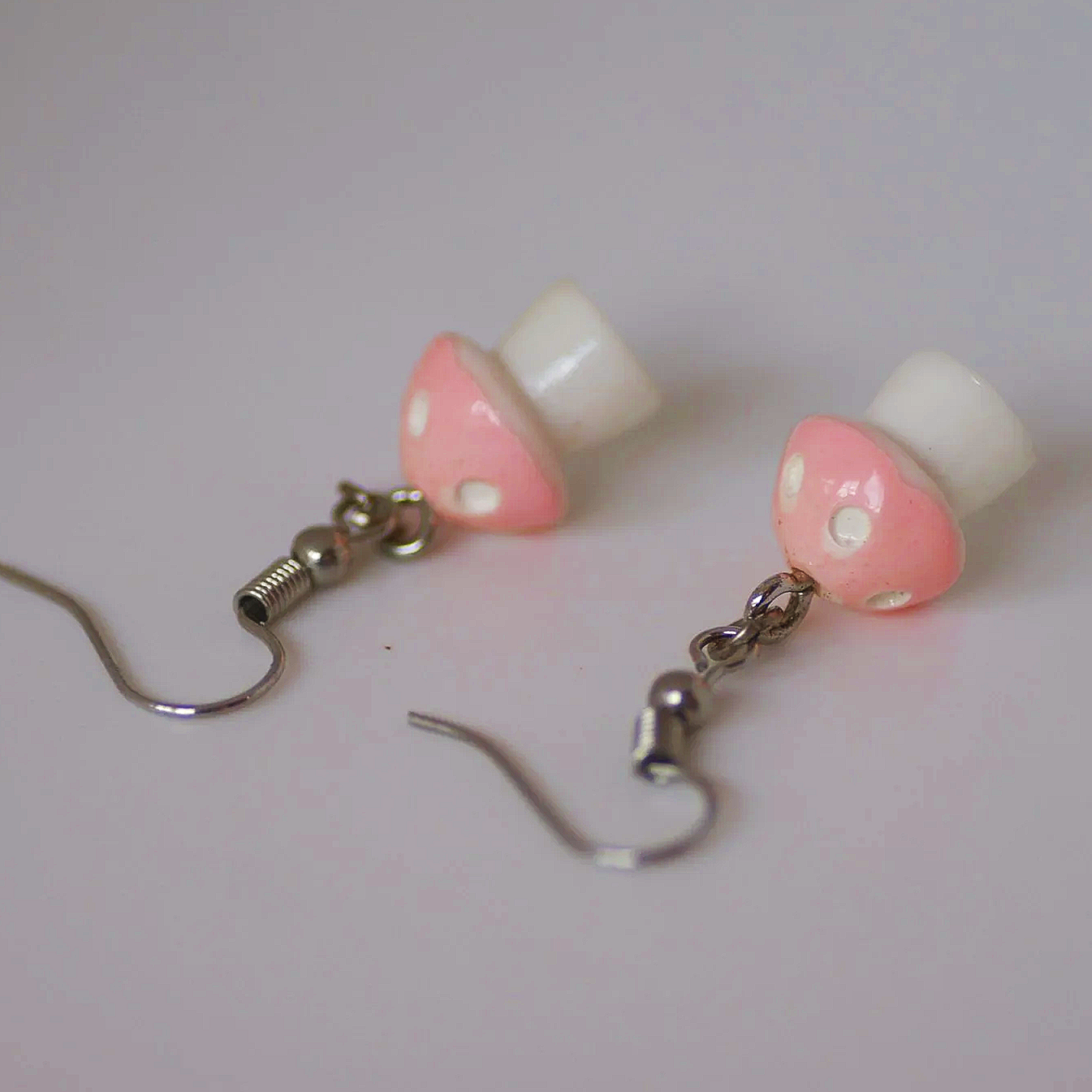 Baby Pink Mushroom Earrings