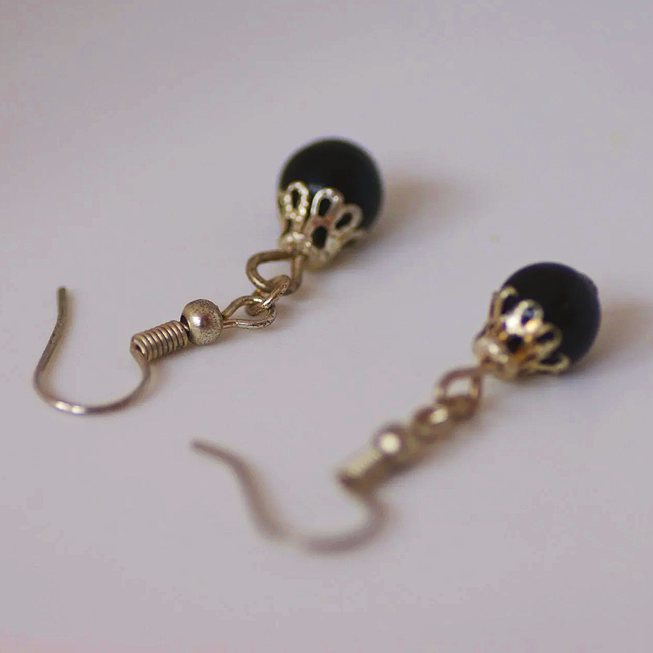Black Bead Earrings