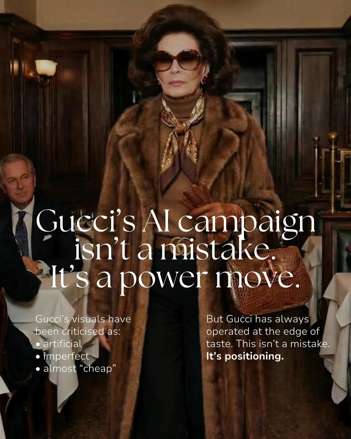 Gucci&rsquo;s use of AI isn&rsquo;t a creative failure, it&rsquo;s a test of power.

In luxury, perception doesn&rsquo;t come from execution alone. It comes from position. The same visual can read as &ldquo;cheap&rdquo; or &ldquo;cutting-edge&rdquo; 