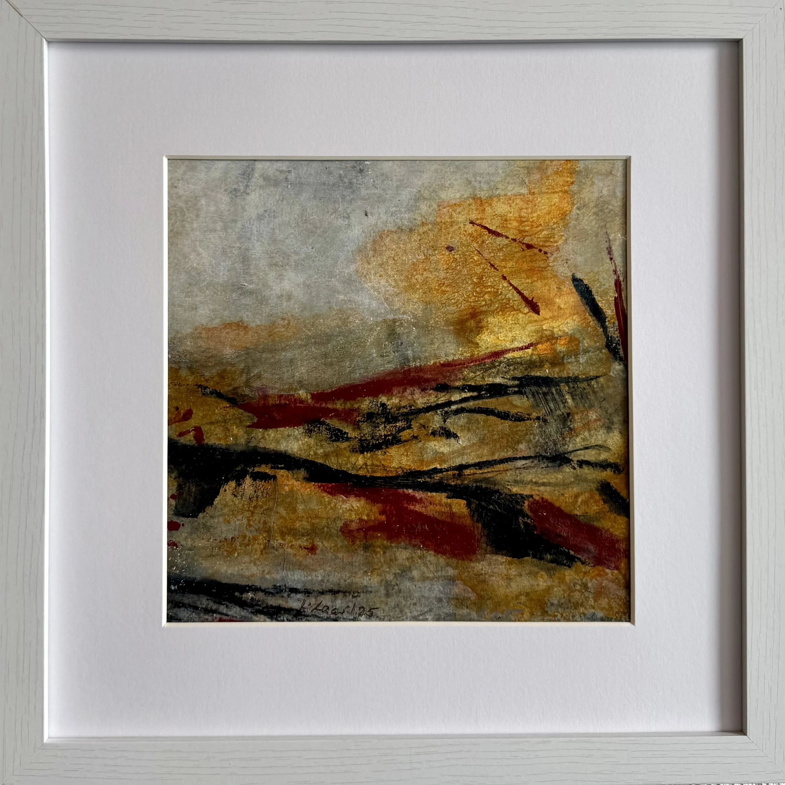 Meditation  3/ 2025
Mischtechnik auf Papier
20 x20 cm / gerahmt 30 x 30 cm
