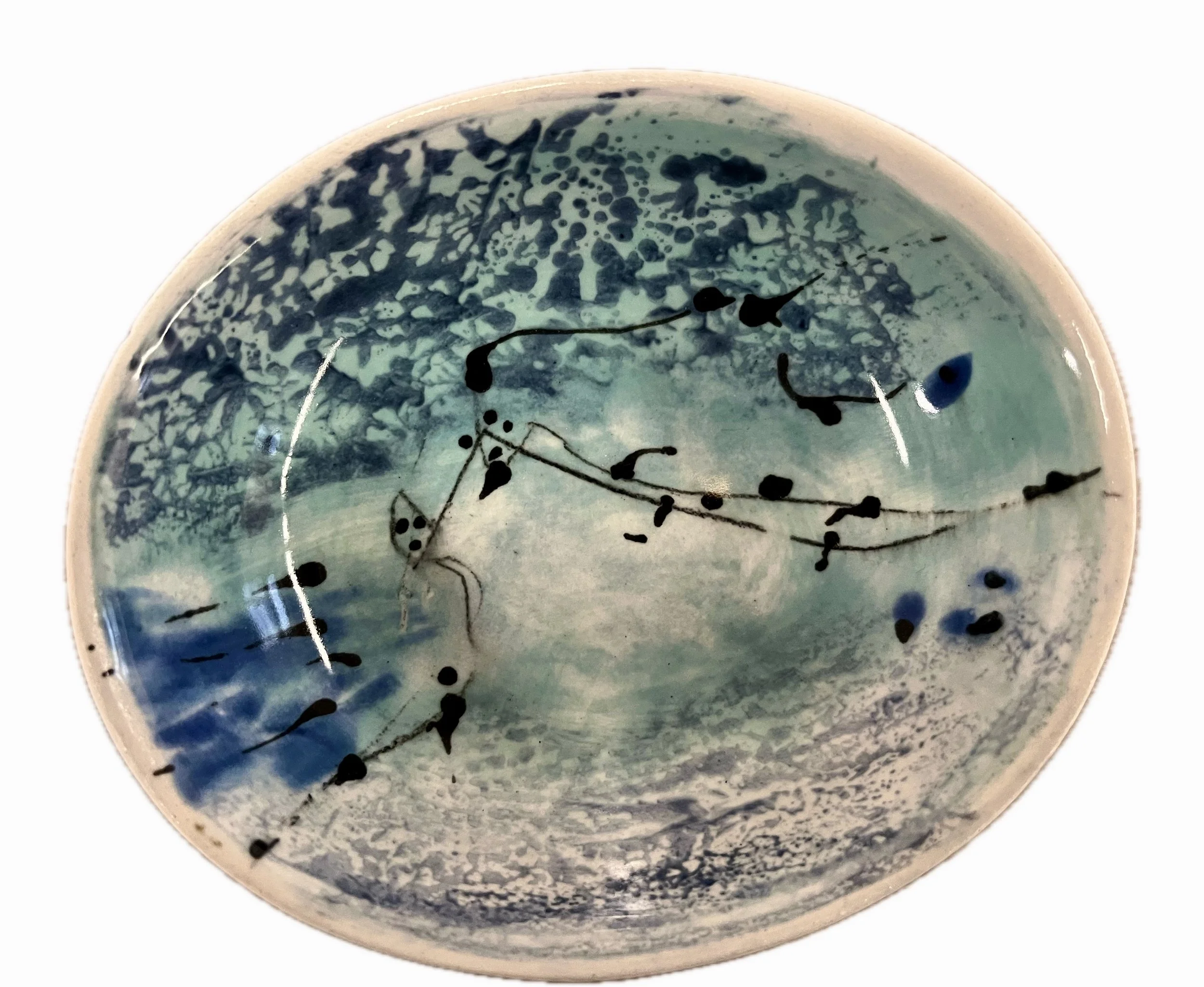 Kleine Gefäße abstrakt bemalt / verkauft