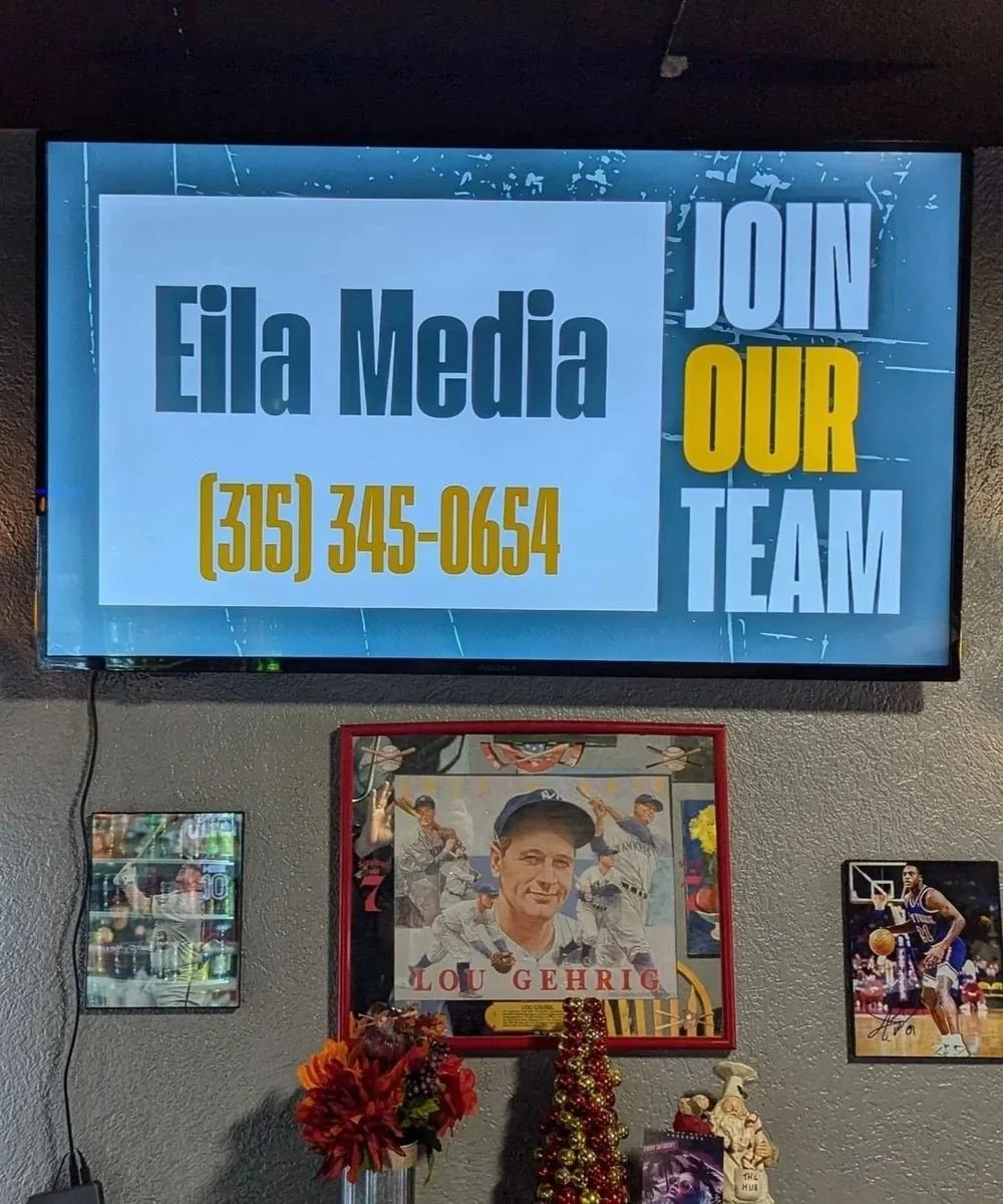 ProBoard screen showing an Eila Media 'Join Our Team' hiring ad with the phone number (315) 345-0654