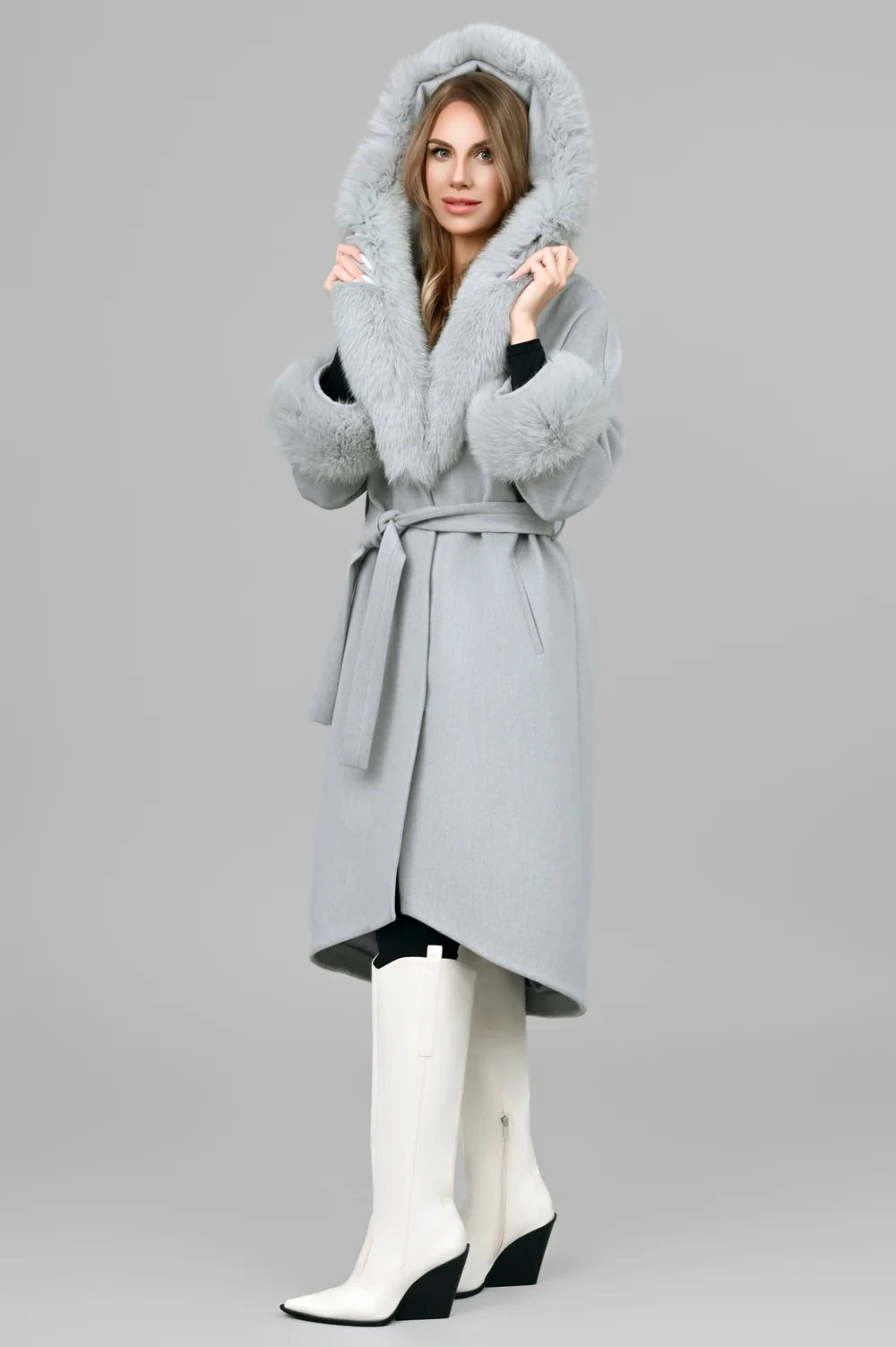 Cashmere/Wool Coat with Fox Trim & Cuff — ETTORE NY