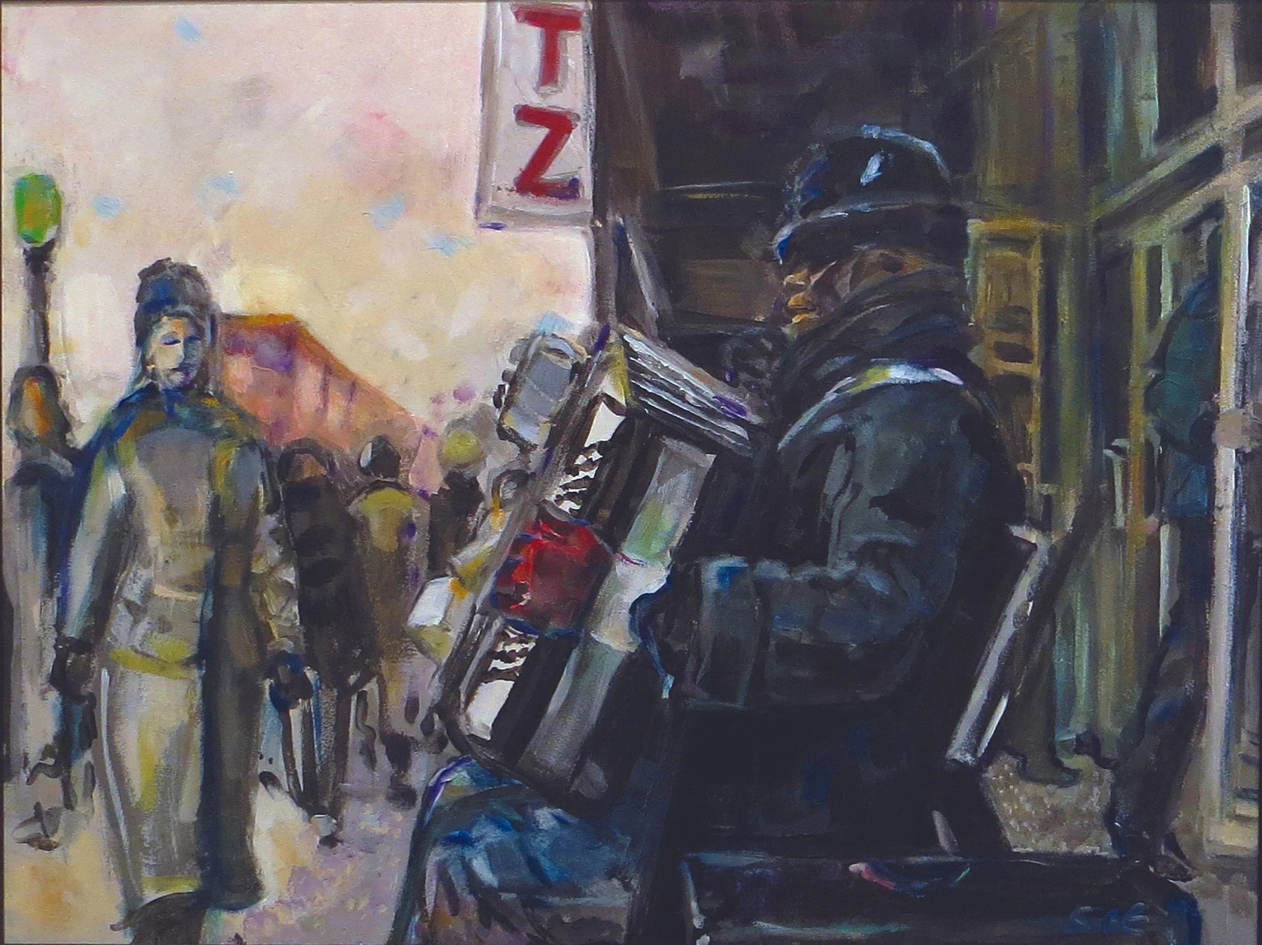 Accordion Player in the Cold