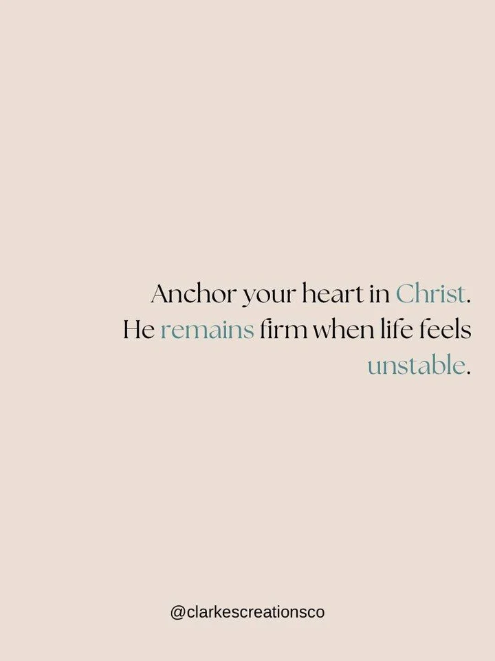Anchor your heart in Christ. 
He remains firm when life feels unstable. 

#anchoredinChrist #hopeinGod #faithjourney #christianliving #dailydevotional #spiritualgrowth #trustgod #kingdomliving #christianencouragement #steadfastfaith