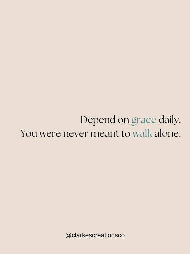 Depend on grace daily. 
You were never meant to walk alone. 

#graceofGod #faithjourney #christianliving #dailydevotional #spiritualgrowth #trustgod #kingdomliving #christianencouragement #walkwithGod #faithfilled