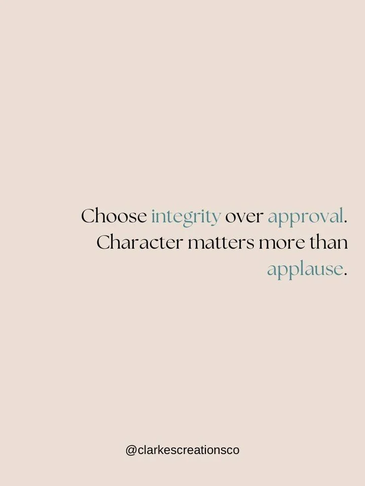 Choose integrity over approval. 
Character matters more than applause. 

#integrity #christiancharacter #faithjourney #christianliving #dailydevotional #spiritualgrowth #trustgod #kingdommindset #christianencouragement #walkwithGod