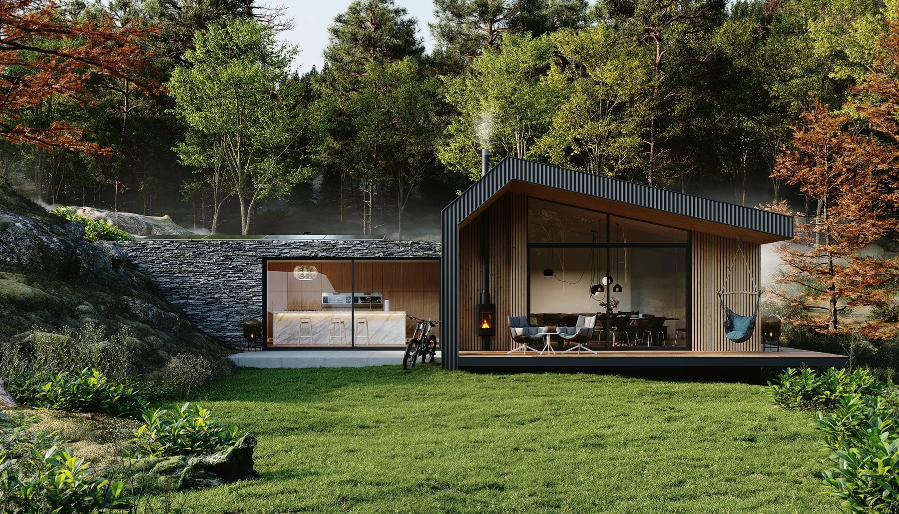 New Folly Gate - New-build off-grid Passivhaus in Devon woodland