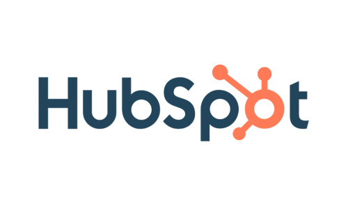 HubSpot logo with black text and an orange interconnected node design.