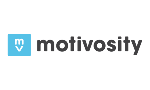Motivosity logo with a blue square containing a white check mark and the word 'motivosity' written next to it.