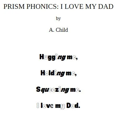 Prism Phonics: "I Love My Dad" Color the Vowels PDF single-column