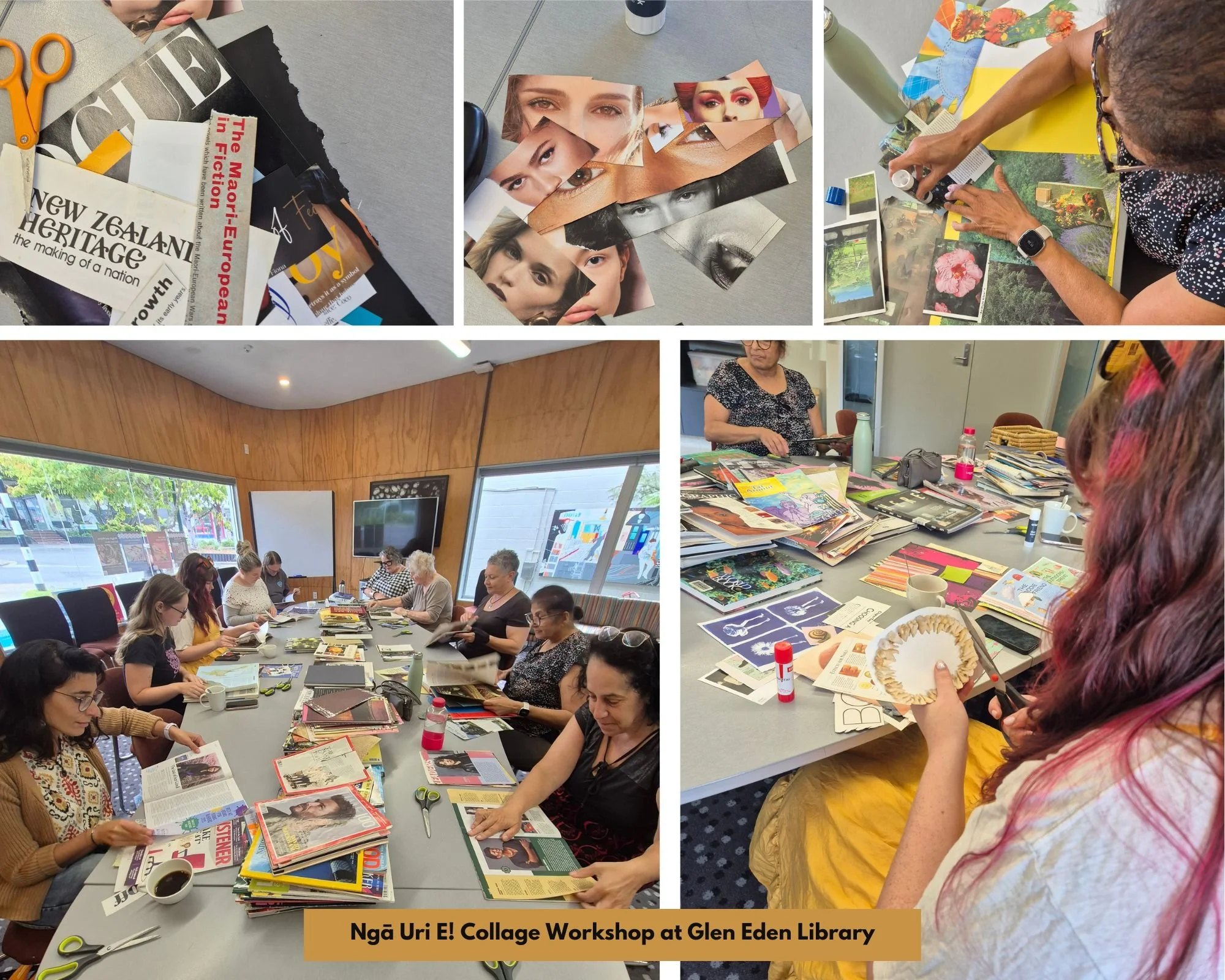 Ngā Uri E!  Collage Workshop at Glen Eden Library
