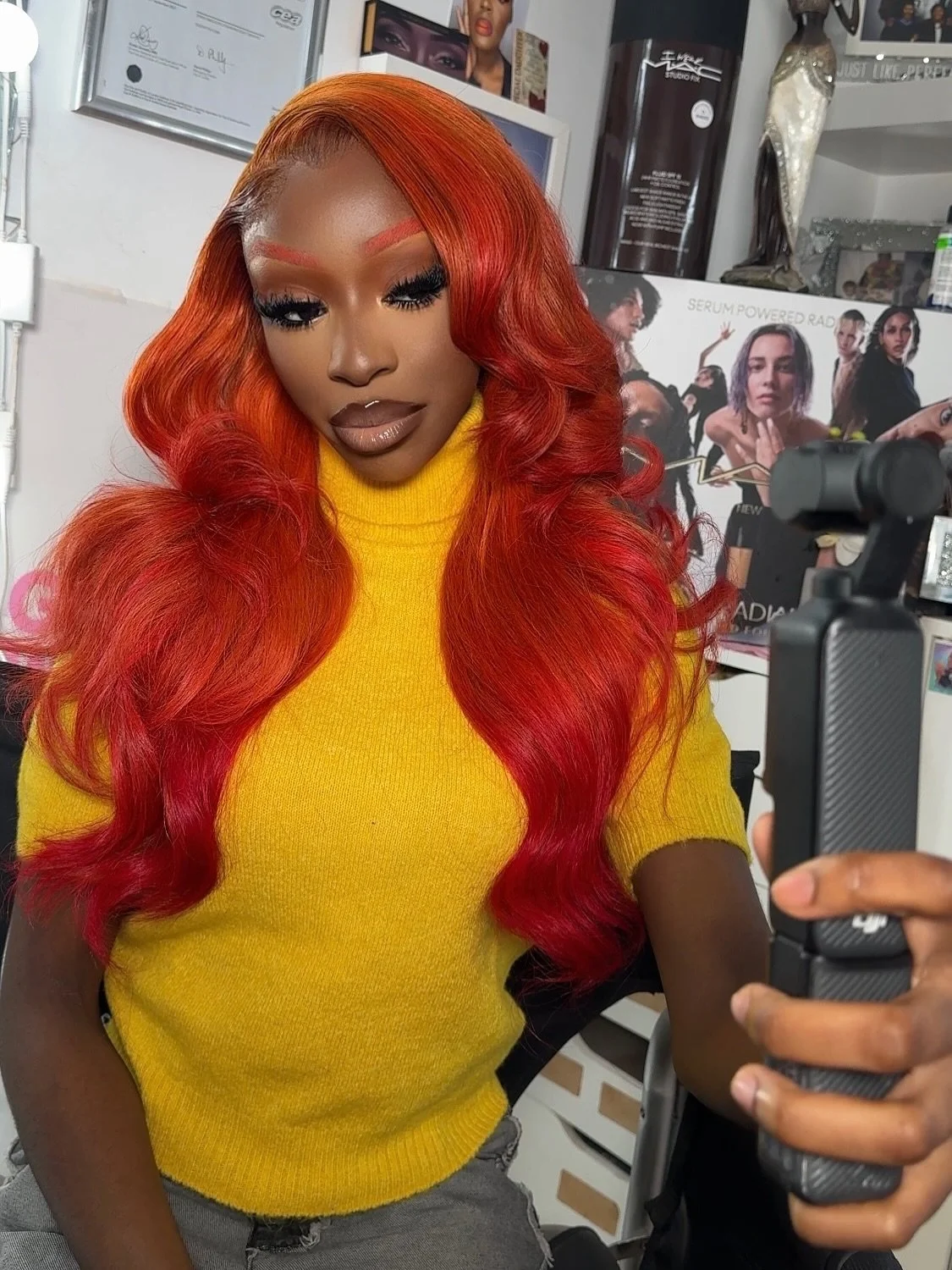 Orange hair, orange brows&hellip; the assignment was CLEAR 🔥😮&zwj;💨🧡
Soft matte glam but make it unmissable 😍

Which part are you obsessed with, the hair or the brows? 😍👇🏾

Hair coloured by @themanemasterpiece_ 🧡

#londonmua #brows #coloured