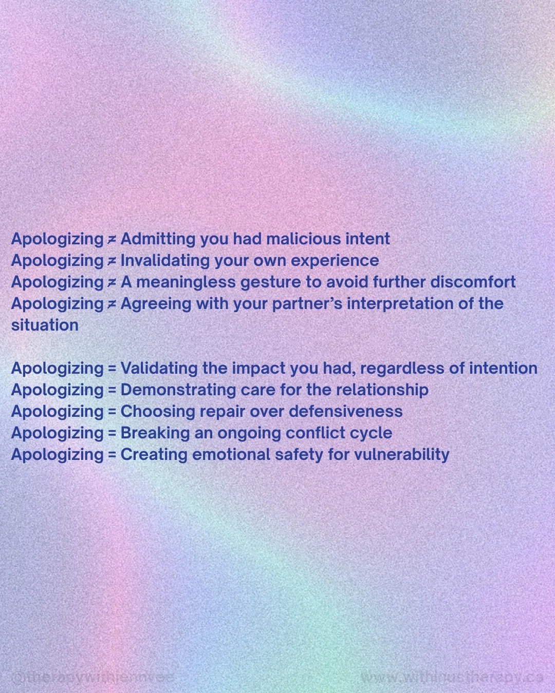 Saying &ldquo;I&rsquo;m sorry&rdquo; can be soooo hard, especially if we didn&rsquo;t grow up hearing it. Or if we had harsh consequences to being seen as &ldquo;in the wrong&rdquo;.

Like many things in relationships, apologies are not black and whi