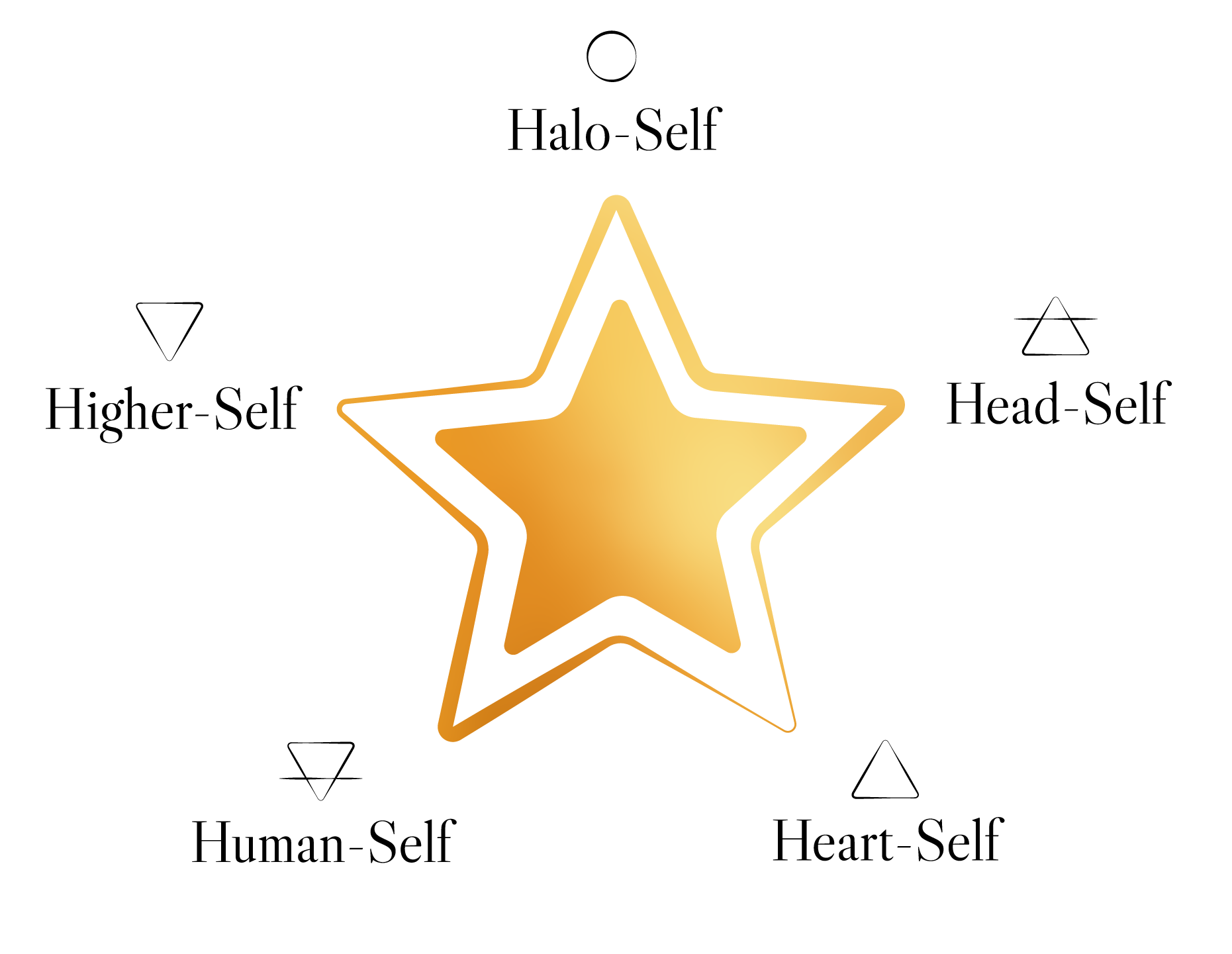 Gold and black outlined star with gradient fill