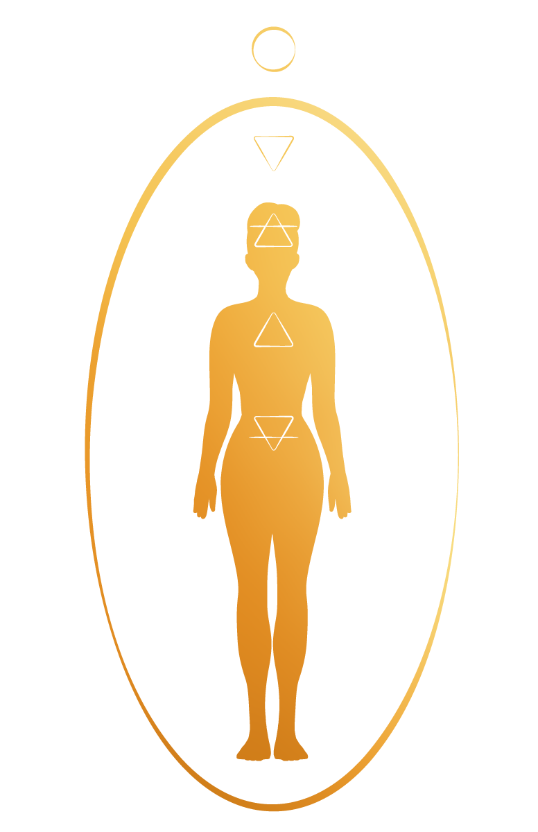 A stylized illustration of a bottle with symbols on it, featuring a small hexagon shape at the top and a gradient background with abstract shapes.