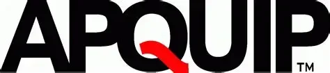 Close-up of the word 'APQUIP' in bold black letters with a red and white magnifying glass over the letter 'Q'.