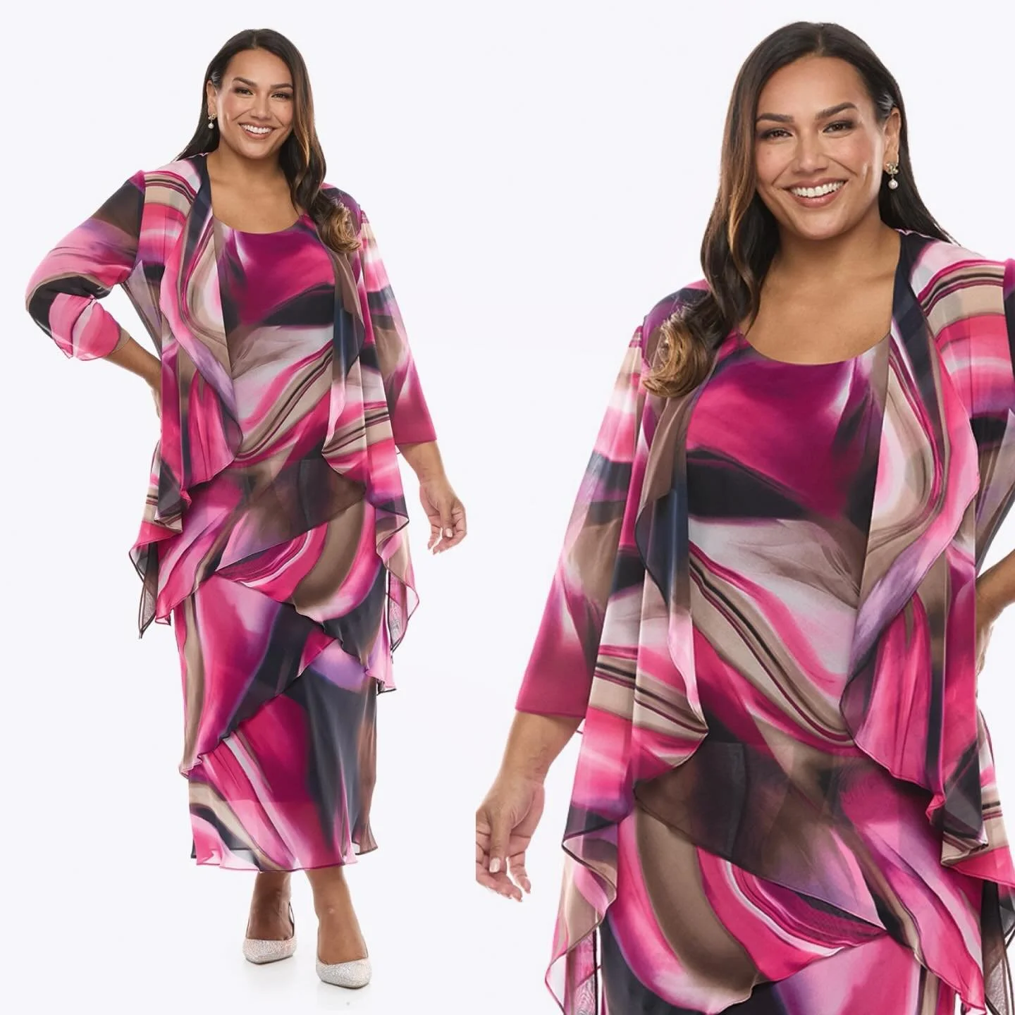 How about a dress and jacket set for your Spring events?! This new chiffon combo by Layla Jones is a midi-length (long if you&rsquo;re short!) and comes in sizes 16-24! Lovely for Spring Racewear, Summery Weddings, Christmas Parties&hellip;you name i