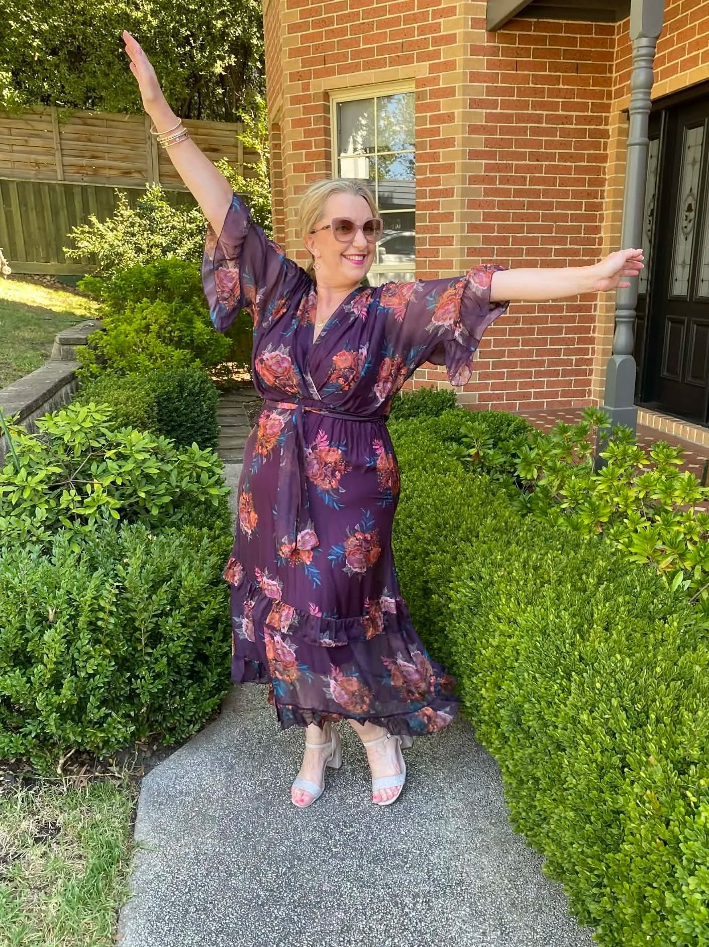 La Strada Purple print silk dress