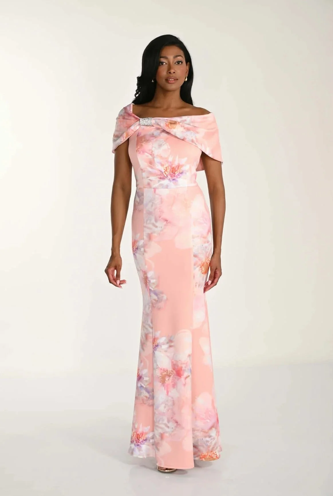 Frank Lyman pink print long gown