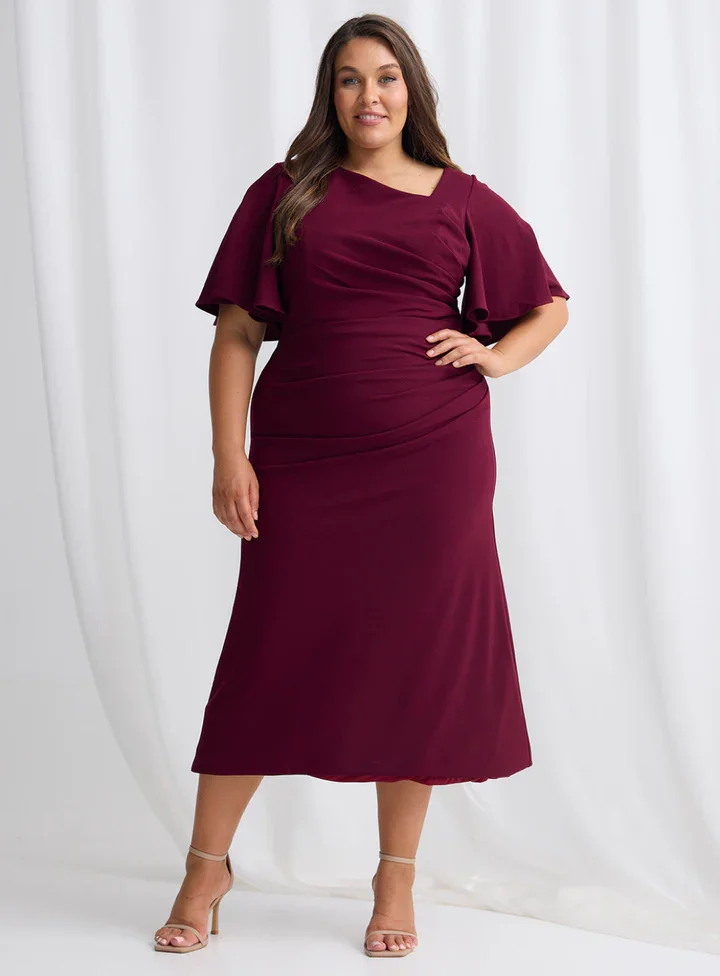 Trellis Lane Burgundy Martha Midi Dress