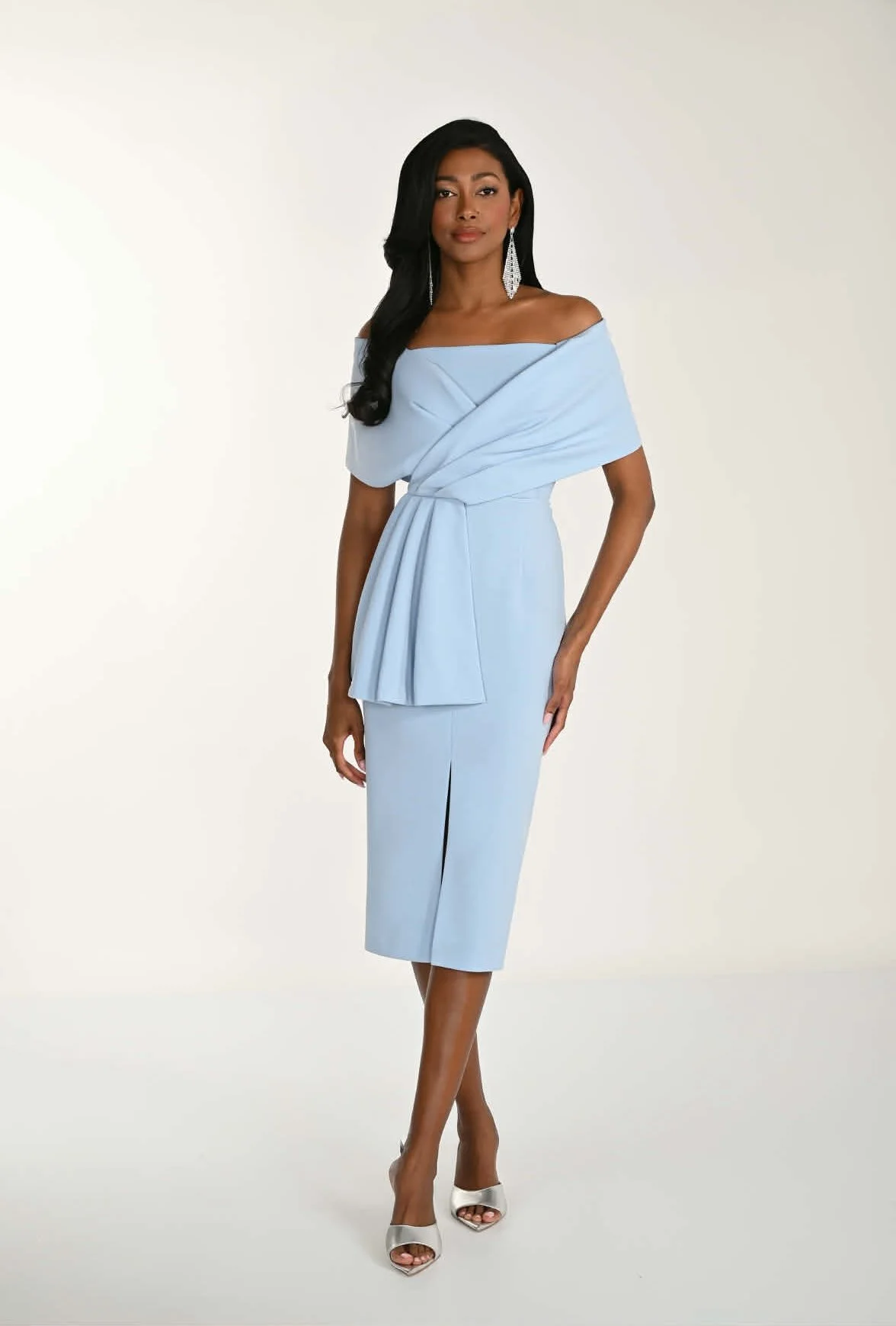 Frank Lyman Powder Blue Off-Shoulder Dress