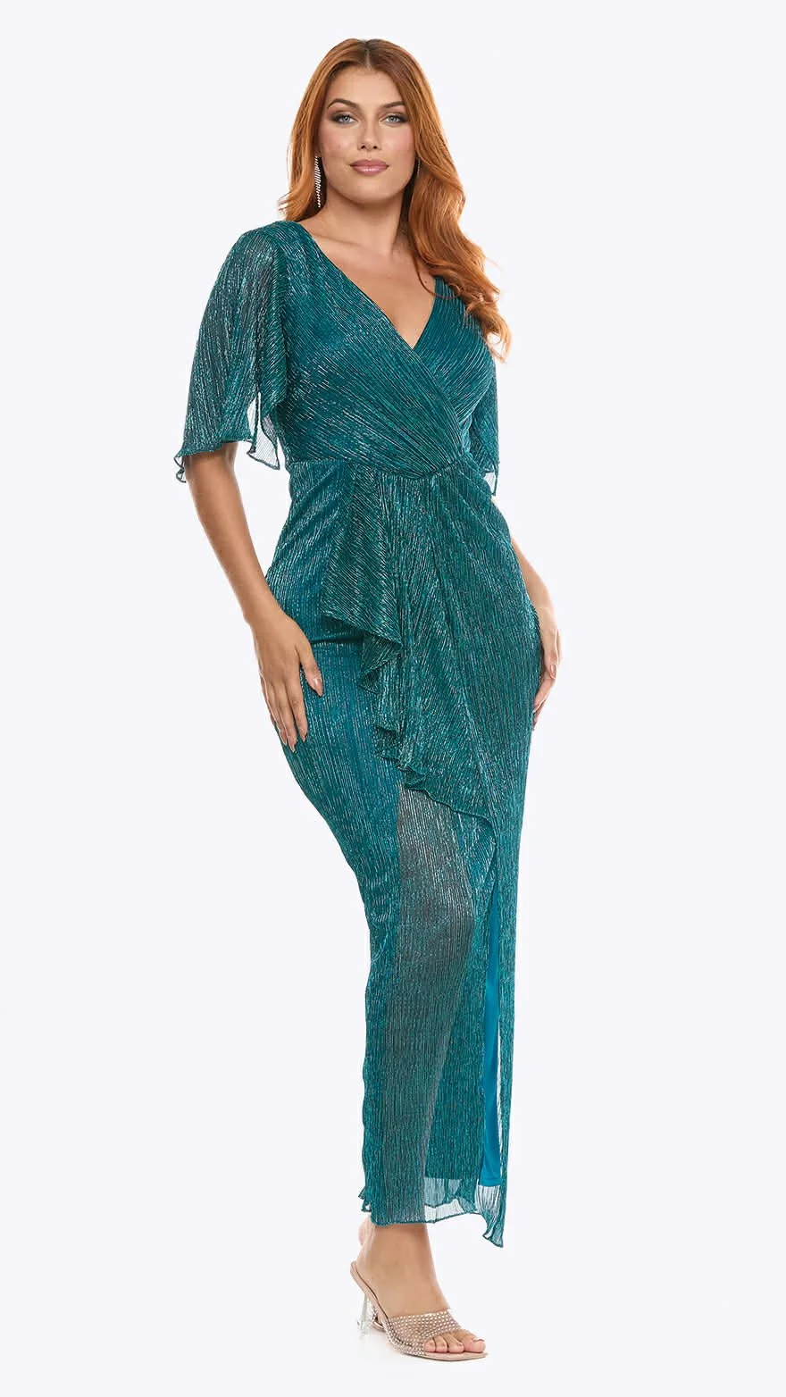 Layla Jones teal shimmer midi dress