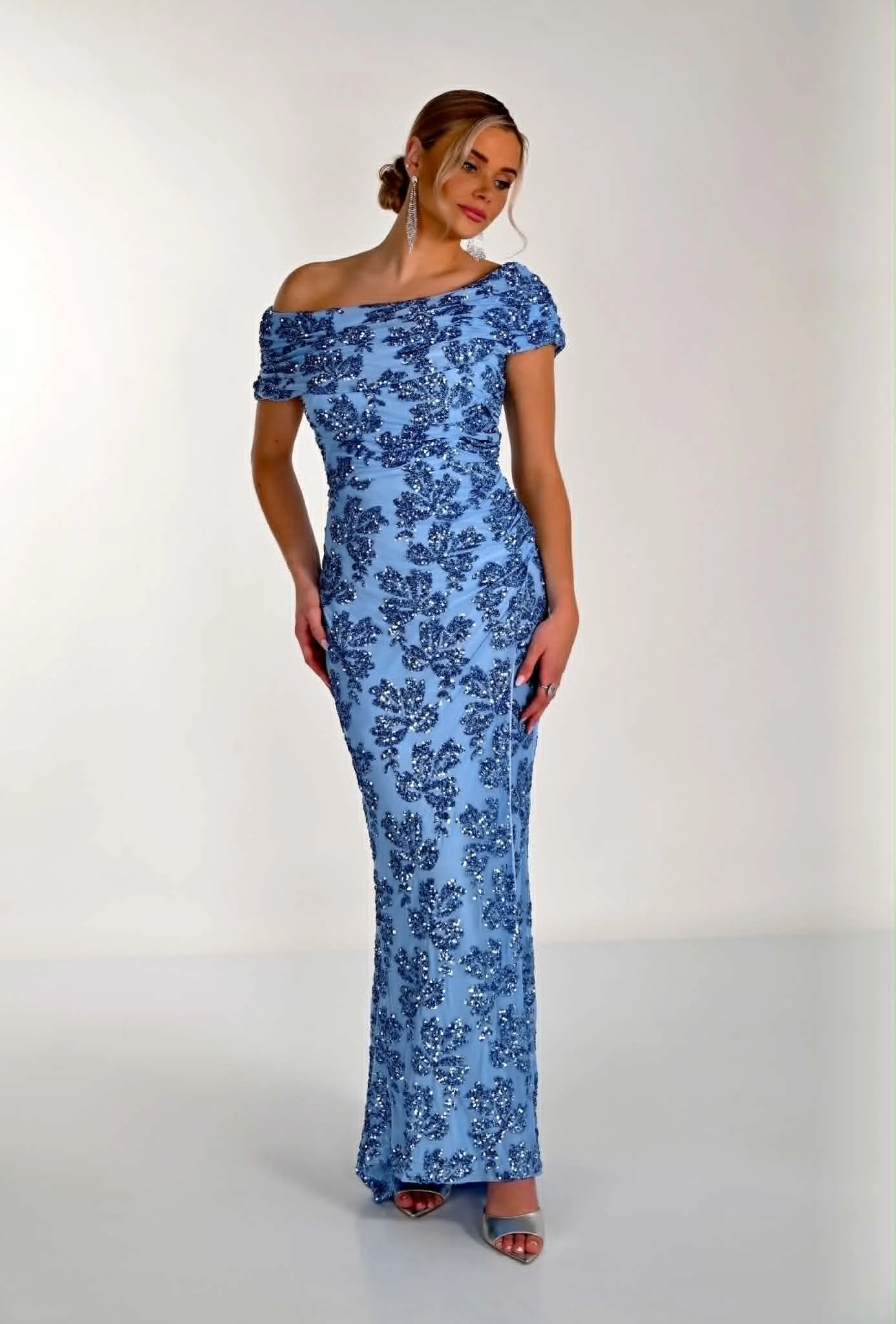 Frank Lyman blue sequined gown