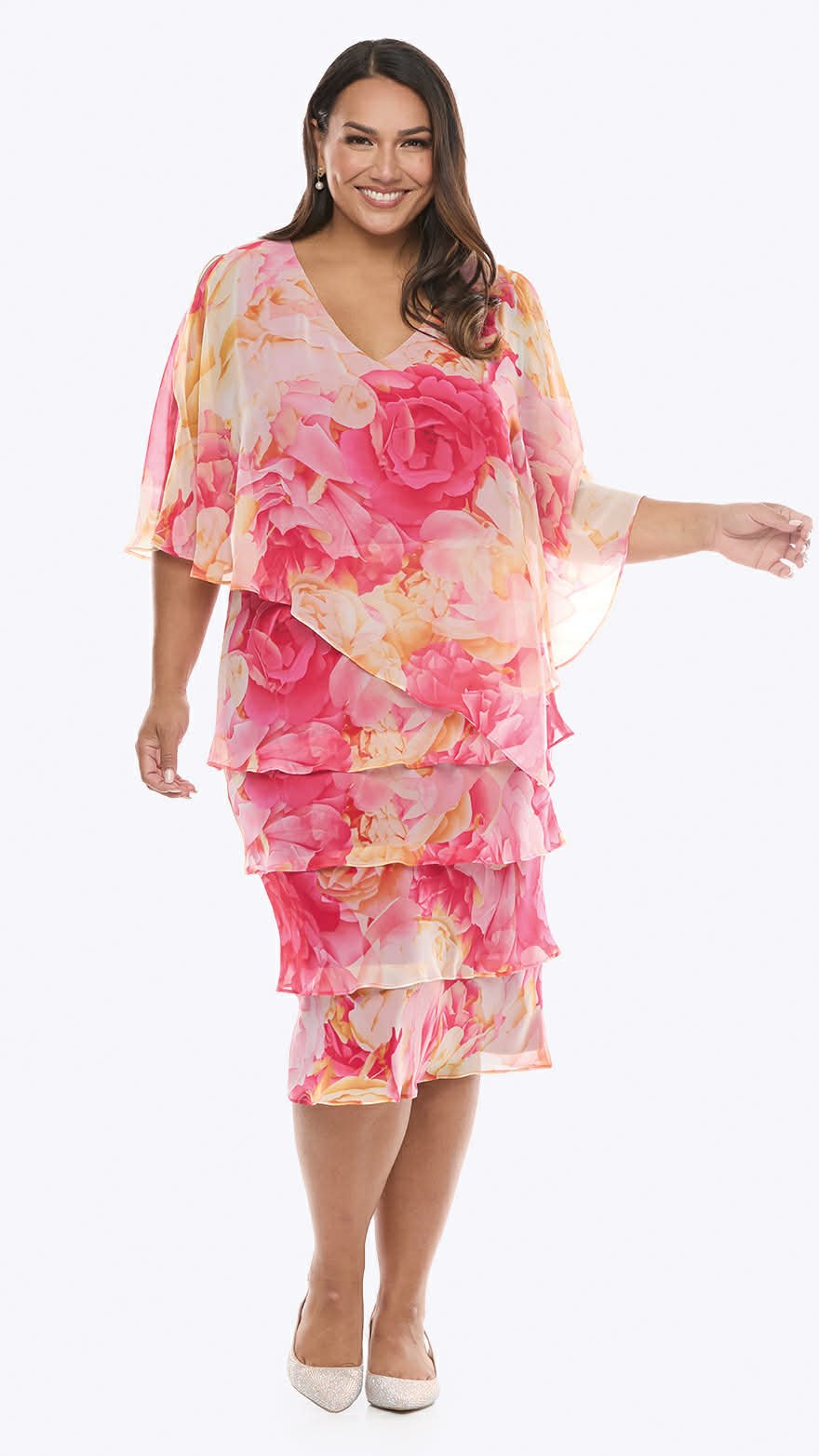 Layla Jones floral chiffon overlay dress