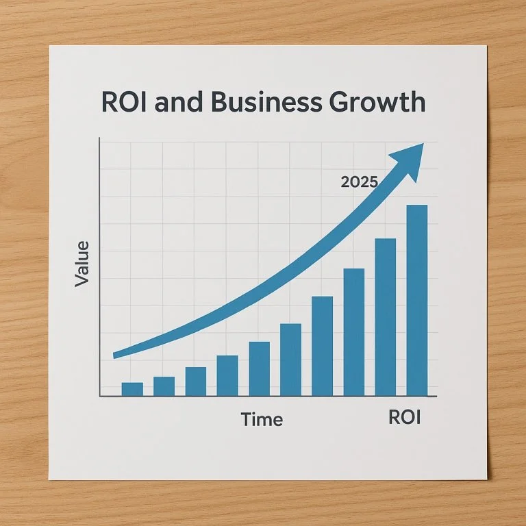 ROI and business growth chart illustrating the financial impact of hiring a business coach in 2025.