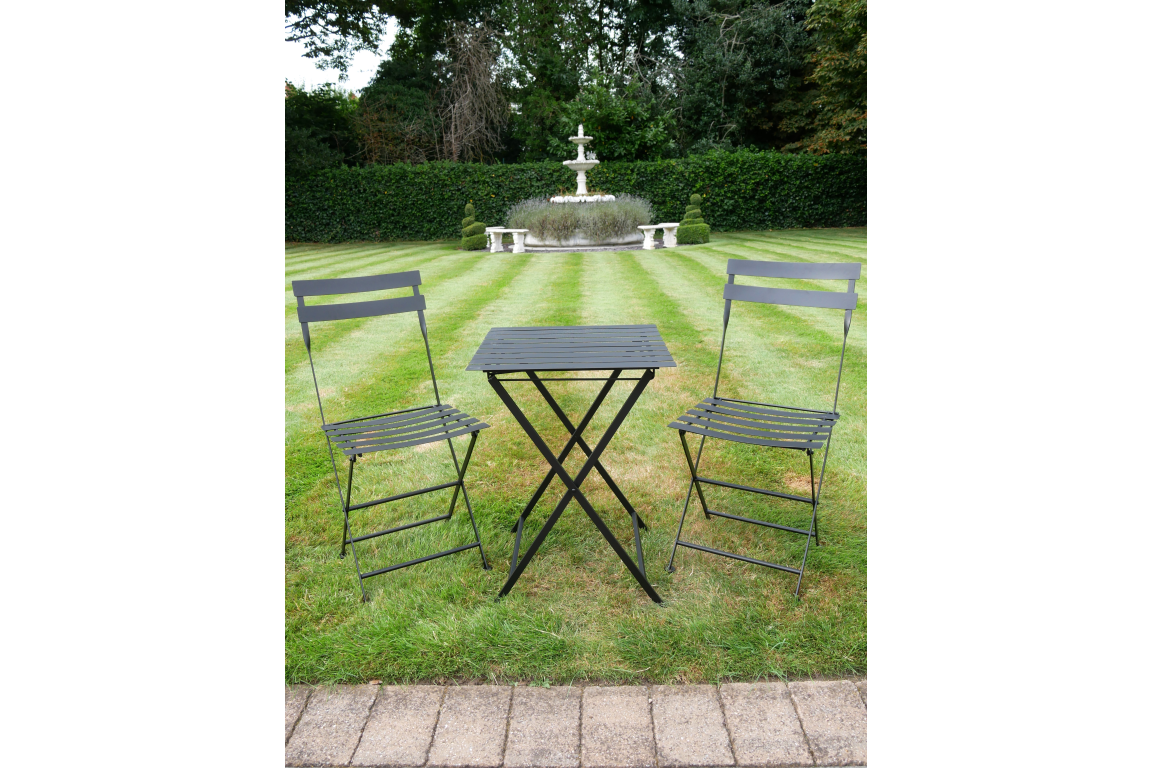 Folding Black Metal Table & Chairs Set